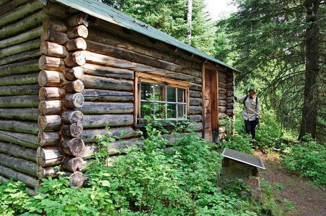"The upper cabin for guests and Anahareo, the Mohawk woman he lived with part of the time"
