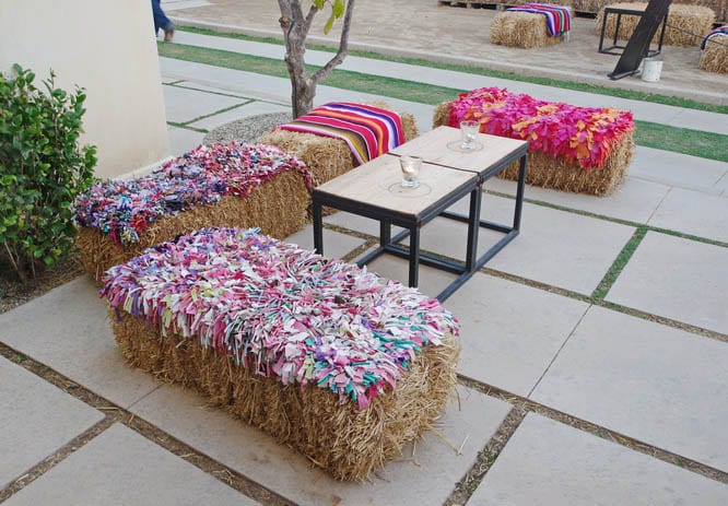 Love these straw bales used as seating - Flora Farm