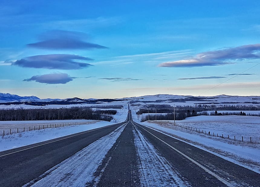 The beautiful scenery you'll see on the drive between Castle and Pass PowderKeg in southwest Alberta