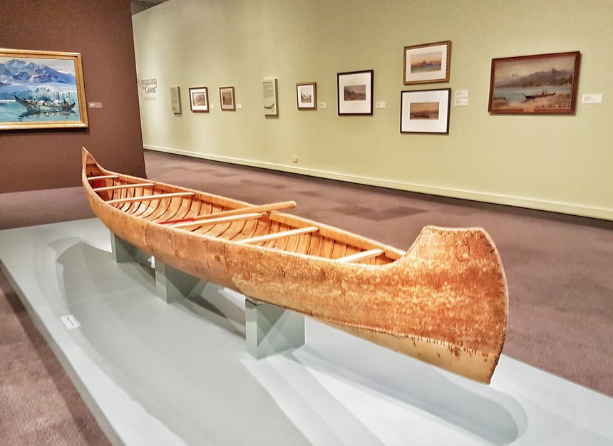 Beautiful birchbark canoe on display at the Glenbow